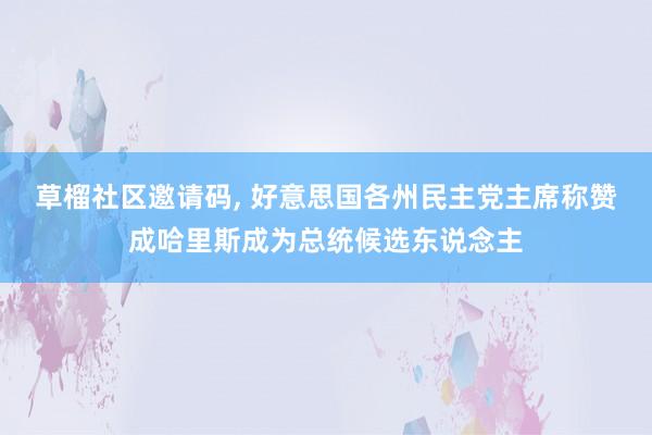 草榴社区邀请码, 好意思国各州民主党主席称赞成哈里斯成为总统候选东说念主