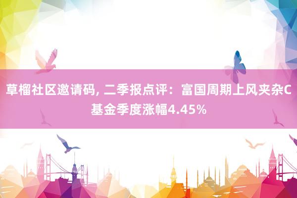 草榴社区邀请码, 二季报点评：富国周期上风夹杂C基金季度涨幅4.45%