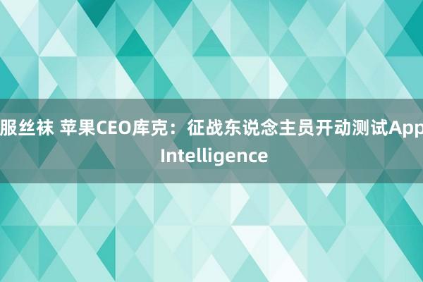 制服丝袜 苹果CEO库克：征战东说念主员开动测试Apple Intelligence