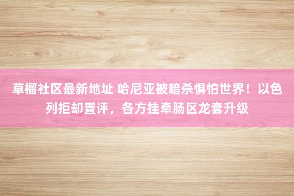 草榴社区最新地址 哈尼亚被暗杀惧怕世界！以色列拒却置评，各方挂牵肠区龙套升级