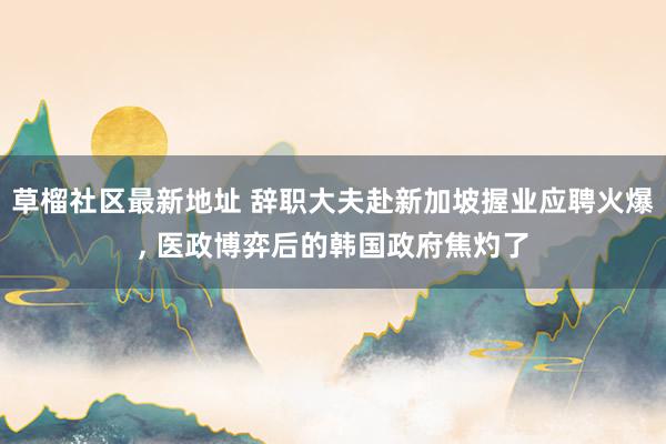 草榴社区最新地址 辞职大夫赴新加坡握业应聘火爆, 医政博弈后的韩国政府焦灼了