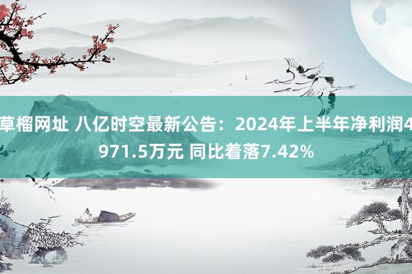 草榴网址 八亿时空最新公告：2024年上半年净利润4971.5万元 同比着落7.42%