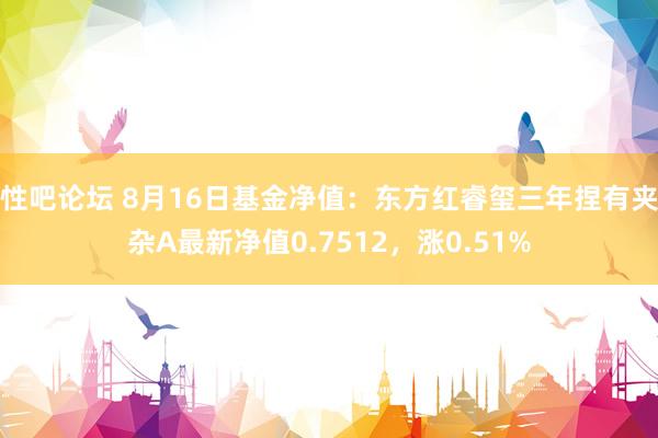 性吧论坛 8月16日基金净值：东方红睿玺三年捏有夹杂A最新净值0.7512，涨0.51%