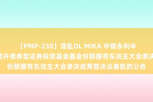 【PMP-230】淫乱OL MIKA 中银永利半年: 中银永利半年依期敞开债券型证券投资基金基金份额握有东谈主大会表决成果暨决议奏凯的公告