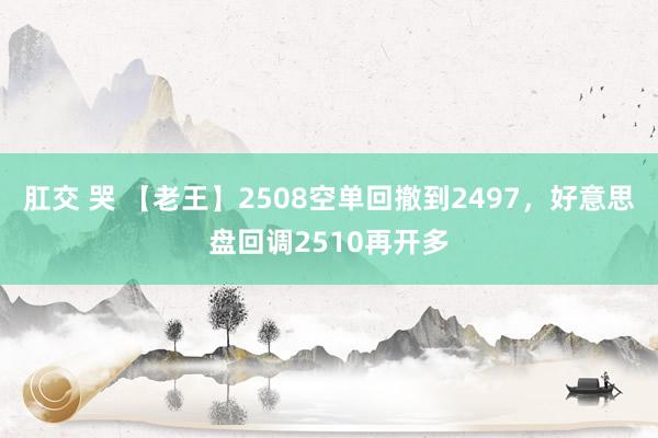 肛交 哭 【老王】2508空单回撤到2497，好意思盘回调2510再开多