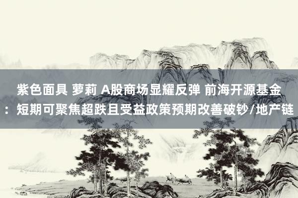 紫色面具 萝莉 A股商场显耀反弹 前海开源基金：短期可聚焦超跌且受益政策预期改善破钞/地产链