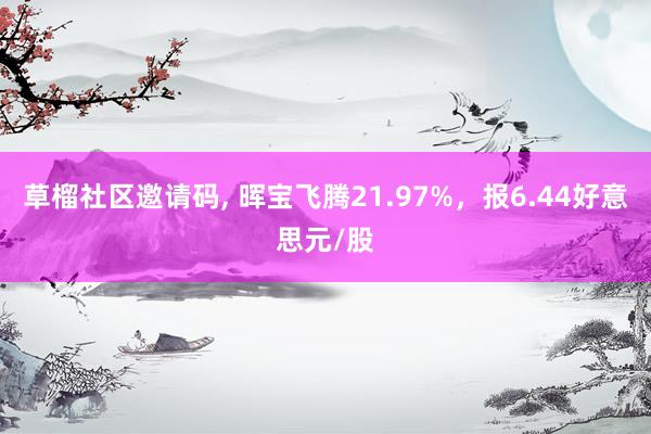 草榴社区邀请码, 晖宝飞腾21.97%，报6.44好意思元/股