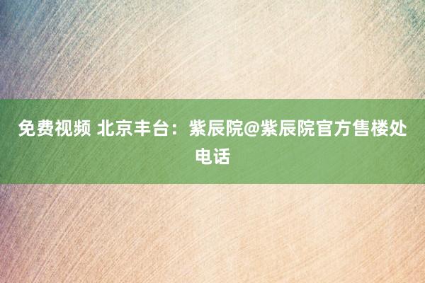 免费视频 北京丰台：紫辰院@紫辰院官方售楼处电话