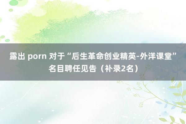 露出 porn 对于“后生革命创业精英-外洋课堂”名目聘任见告（补录2名）